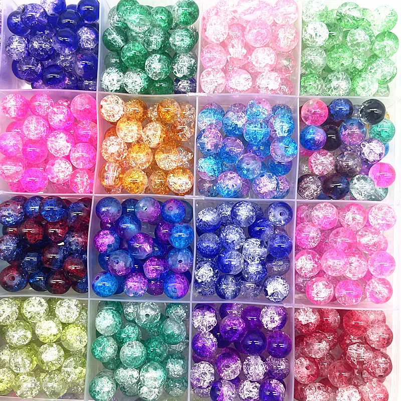 New 4mm 6mm 8mm Round Colour Glass Crackle Beads Loose Spacer