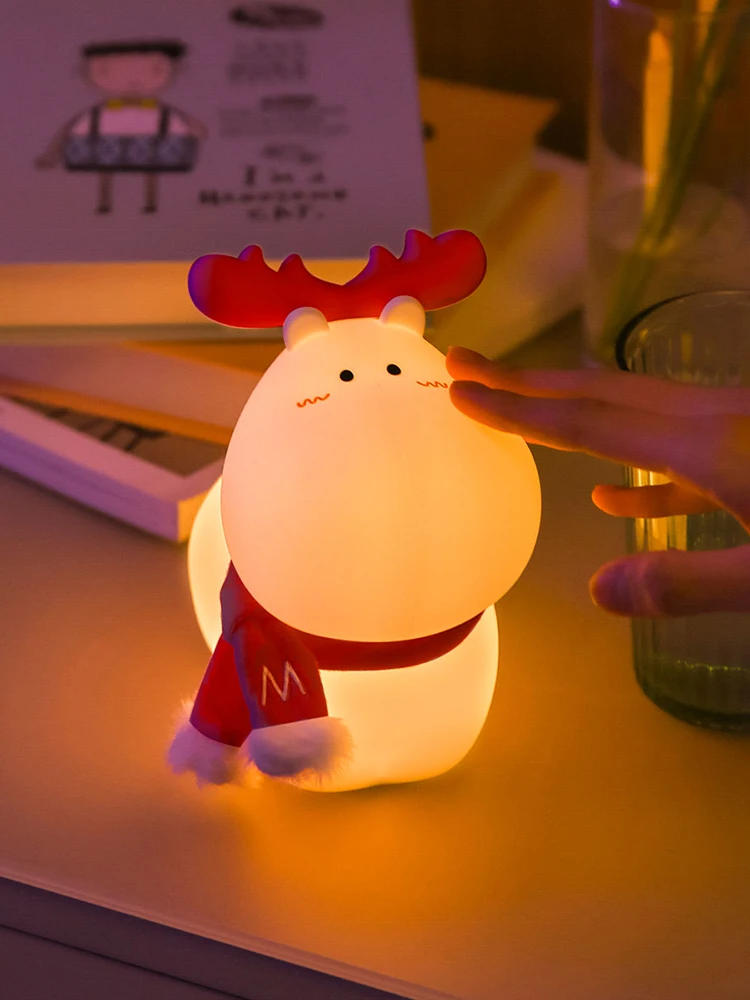 Description Picture 2 of itemChristmas Deer Decoration Light Silicone LED Reindeer Elk Touch Night Lamp Children Kid Bedside Bedroom Decor Birthday Gifts