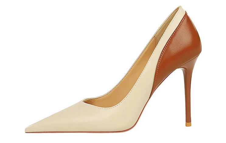 Shoes Color Blocking Women Pumps Pointed Tip High Heels Sexy Party Shoes Stilettos Heels Women Shoes Large Size 42 43