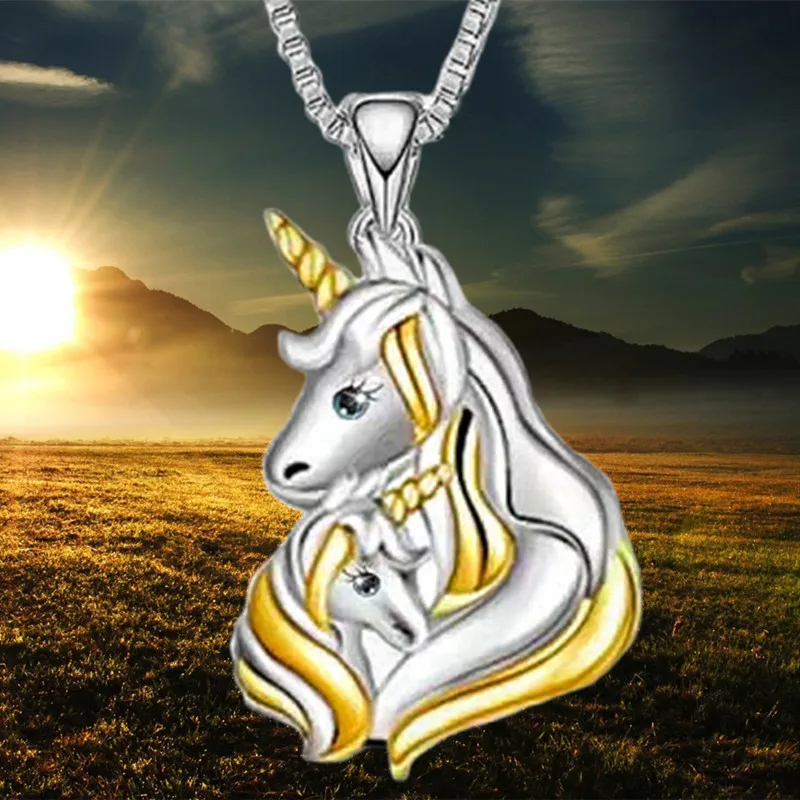 Fashion Zircon Unicorn Necklace Heart Crystal Pendant Engagement Necklaces  for Women Animal Jewelry Birthday Anniversary Gift - AliExpress