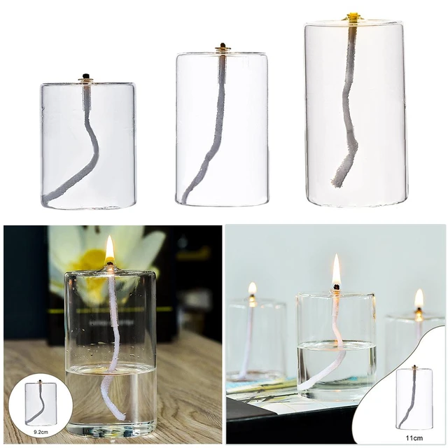 Refillable Glass Oil Candle in A Candle Holder Liquid Candle for Bedroom  Dining Party Christmas Decoration M 