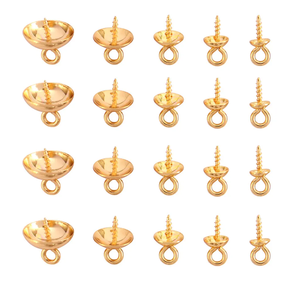 

30pcs/lot gold Stainless Steel Charms Screw Eye Bails Beads End Caps Clasps Pins Connectors For DIY Jewelry Making Accessories