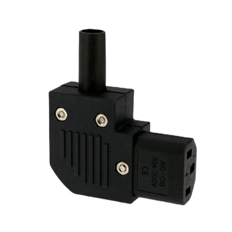 Power Plug IEC320 C13 Left Angle Rewirable Horizontal Connector 125V-250V 10A 1PCS