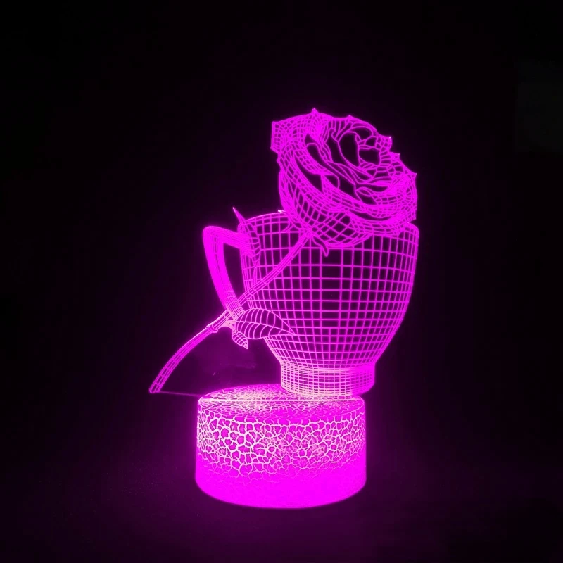 3D 장미 컵 램프 LED 야간 조명, 침실 침대 옆 테이블 책상 장식, 수면 조명, 어머니 날 선물, 여성 소녀