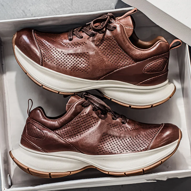2024 New Retro Versatile Men's Casual Board Shoes with Thick Soles Durable Lightweight Comfortable Personalized Lace Up Sneakers 6