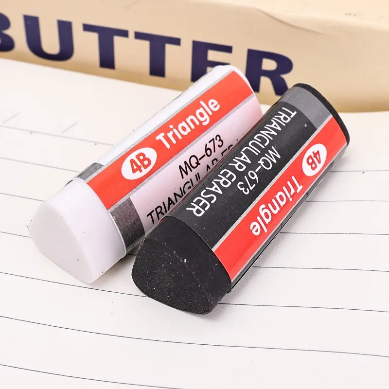 2-6PCS 4B 고무 지우개 학생 시험 오류 수정 고무 흑백 부드러운 삼각형 연필 지우개 고정식
