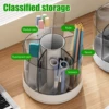 Rotating Pencil Organizer Large Capacity Round Desktop Storage Holder with 6 Compartments 360° Turntable Lipstick Organizer 3