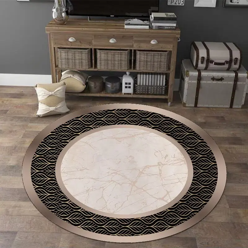 European Style Luxury round Carpet Home Decoration Living Room Non-slip Large Rugs Bedroom Cloakroom Short Velvet Floor Mats 4