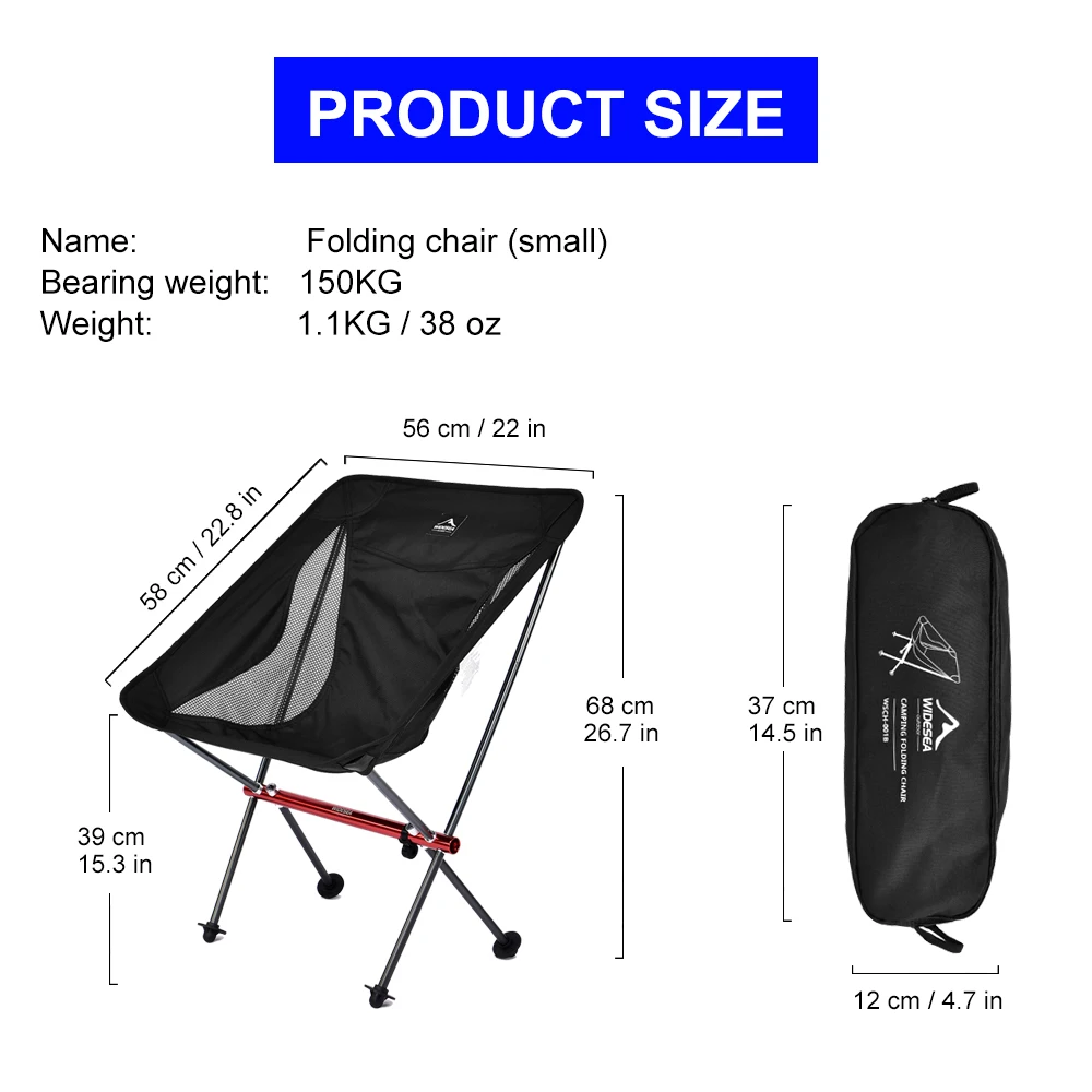 Widesea Folding Camping Chair Detachable Tourist Outdoor Beach Furniture Chaise Longue Moon Chairs for Fishing Travel Picnic