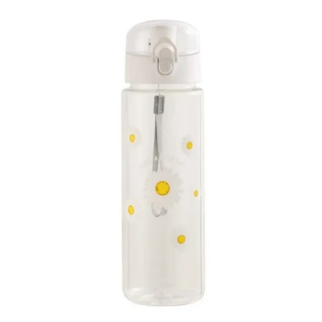 780ml Daisy Flower Plastic Water Bottle Sports Transparent Water Bottle Portable Gym Travel Clear Leakproof Drinking Bottle 5