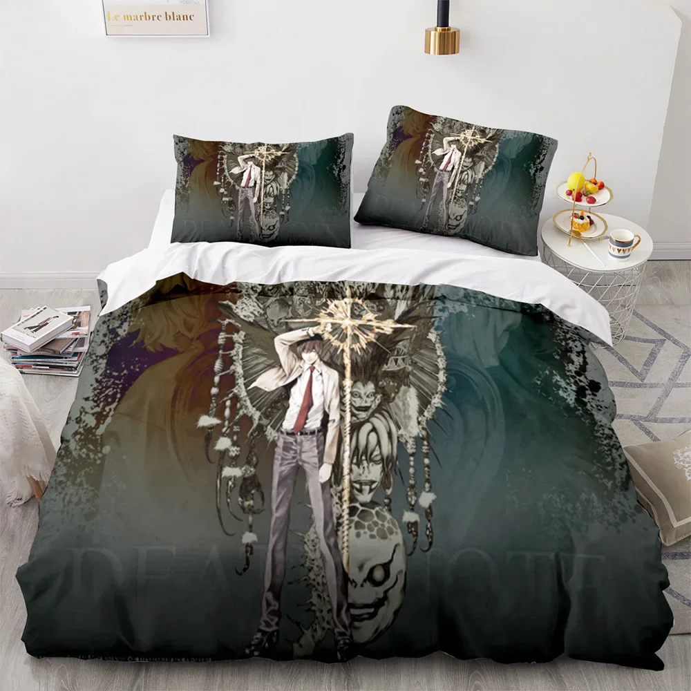 3D Death Note Anime Bedding Set Soft Quilt Duvet Cover with Pillowcase for Single Twin Full Queen King Size Decorative Bed