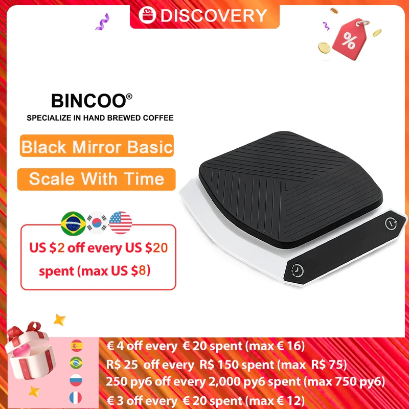 

Bincoo Black Mirror Basic+Plus New Up Digital Coffee Food Kitchen Scale With Time USB Light Weight Mini Digital Scale