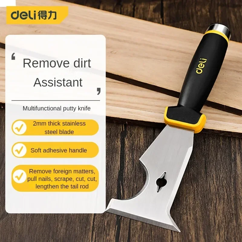 Multifunctional Stainless Steel Paint Putty Scraper Tool Spackle Knife Caulk Removal Tool Painters Hand Dry Wall Tools DELI