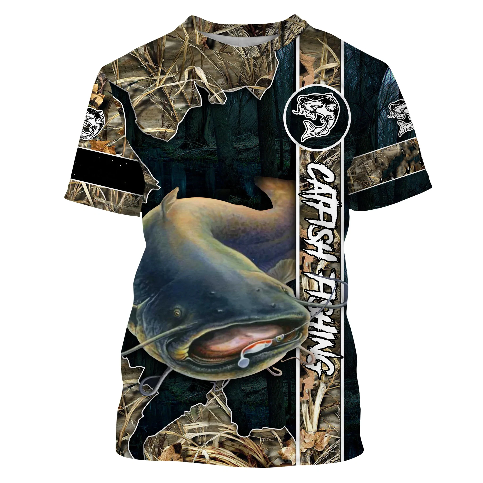 Summer Casual style Catfish Fishing Camo Customize 3D Printed Mens t shirt  Cool Unisex T-shirt gift for fisherman