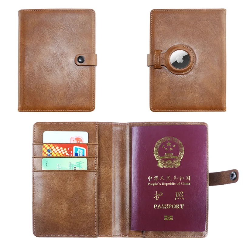 Airtag Wallet Case avec porte-carte Portefeuilles de passeport Couvertures  de passeport Rfid Blocage Airtag