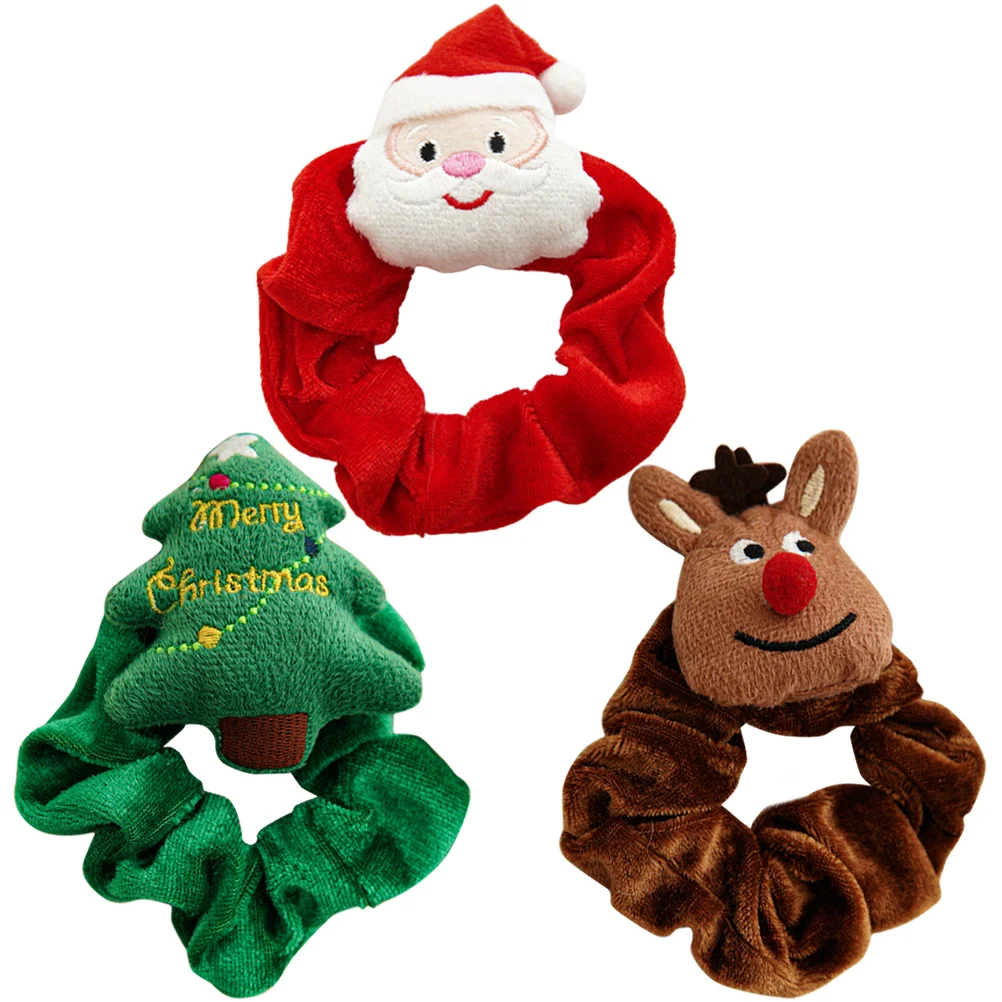 

3 Pcs European and American Plush Hair Tie Pocket Mirror for Women Cloth Holiday Accessories