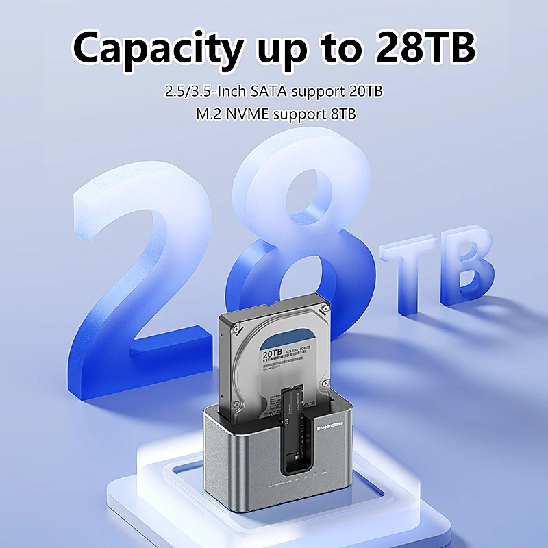 블루엔들리스 오프라인 복제 기능 M.2 NVME to SATA 2.5 3.5 2.5/3.5 인치 SSD HDD 복제 도킹 스테이션 인클로저 어댑터