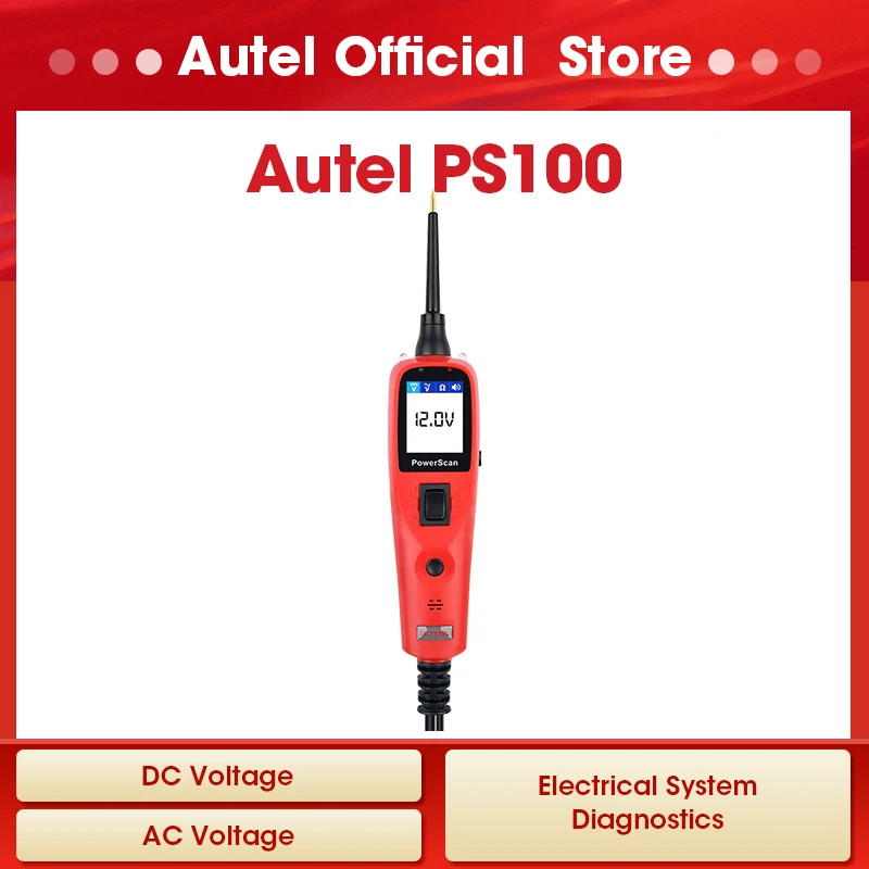 Autel PowerScan PS100 Auto Electrical Circuit AVO Meter Automotive Circuit Tester Build-In Flashlight for 12-24V Power Probe
