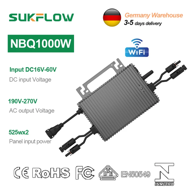 SUKFLOW 1000W Grid Tie Micro อินเวอร์เตอร์พลังงานแสงอาทิตย์ MPPT อัตรากําไรจาก 22-55V อัจฉริยะ PURE Sine WAVE อินเวอร์เตอร์สําหรับ AC 220V 1