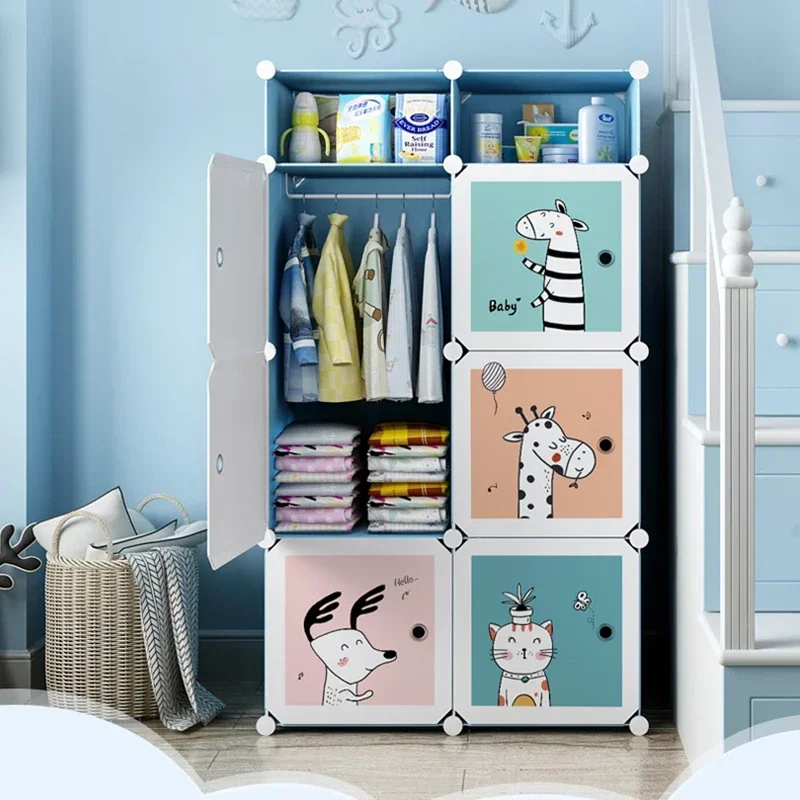 Baby Storage Organizer Wardrobe Dressers Closet Cube Wardrobe Plastic Armarios Para Sala De Estar Bedroom Furniture LQXP storage cabinet cloth wardrobe fabric wardrobe