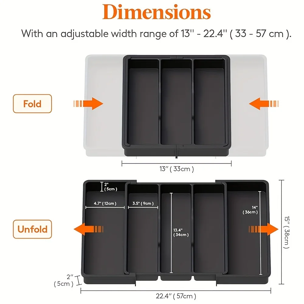 Expandable & Adjustable Large Plastic Kitchen Utensil Organizer - Cutlery Holder & Tool Divider，Kitchen Utensil Organizer 3