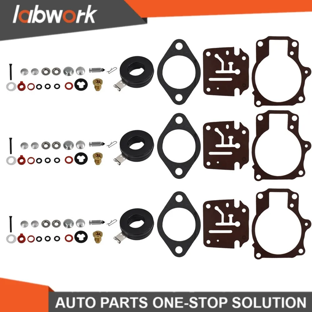 3Pcs Carburetor Carb Rebuild Repair Kit w Float For Johnson Evinrude 65 70 75