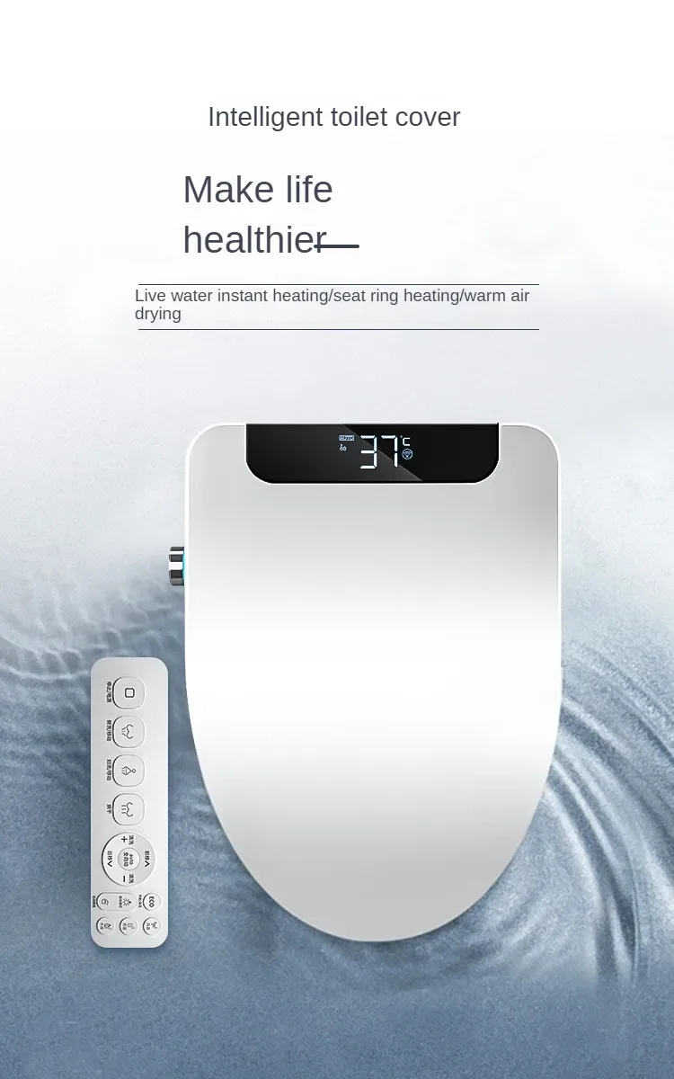 Description Picture 2 of itemSmart toilet lid home automatic flip flocked cover to heating toilet ring rinse the hot warm air electric seat circle