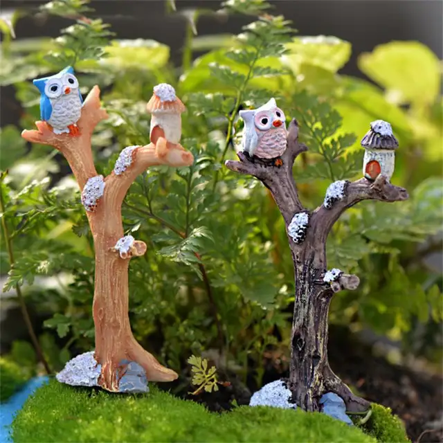 Barkács Gyanta Bagoly Fa Ág Mini Kézműves Miniatűrök Tündérkerti Díszek Bonsai Mikroválási Háztartási Babaház Dekoráció - Image 3