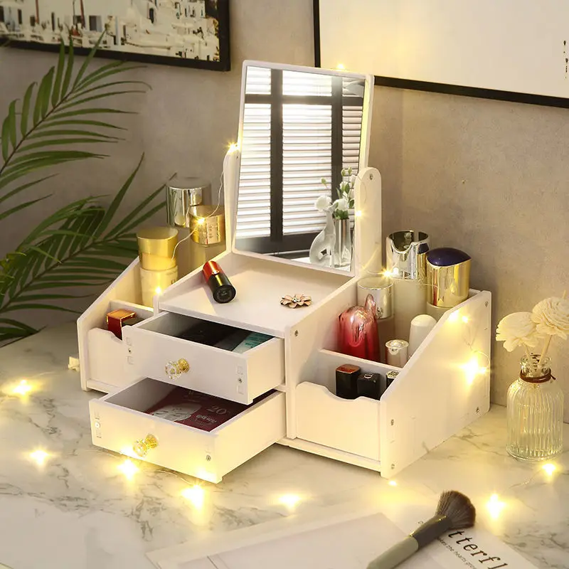 

Makeup Storage, Cosmetics Storage Box, Drawer Style Jewelry, Skincare Products With Mirror, Desktop Organization, Large Storage