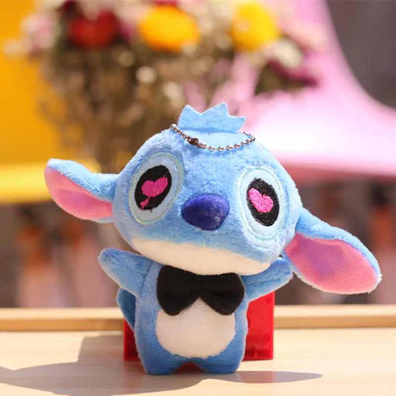 thumbnail image 1 of Llaveros de muñecos de peluche de Lilo y Stitch de Disney, juguetes de peluche suaves de Stitch, accesorios de ramo de dibujos animados, colgante, regalo de decoración de boda, 1 of 5
