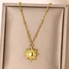 Collier géométrique en acier inoxydable pour femmes, pendentif tournesol, chaîne de clavicule, accessoires de bijoux esthétiques
