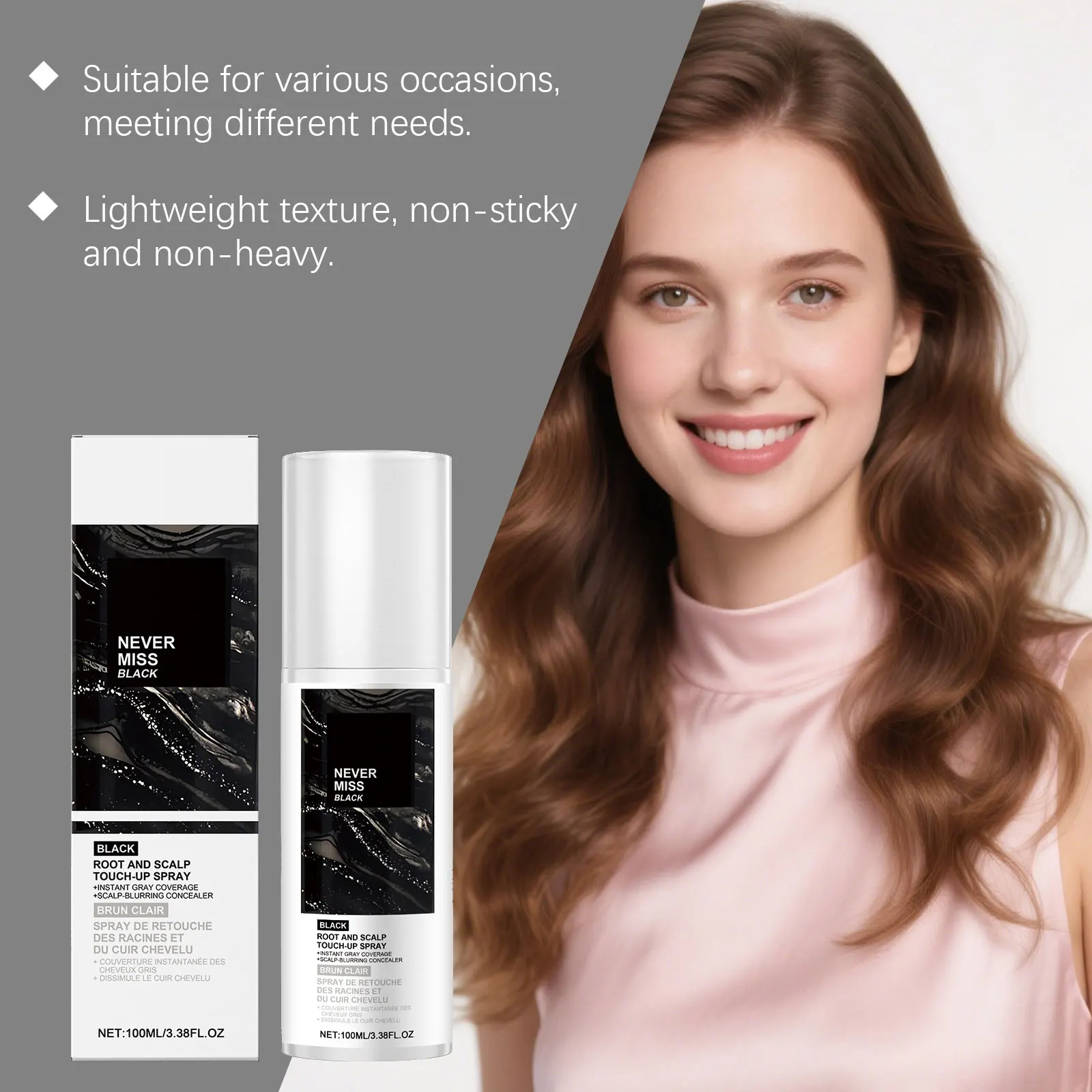 Cobertura temporal de canas, coloración rápida, suplemento para la línea del cabello, tinte para prevenir la sequedad, spray para retoque de raíces._voghion.com