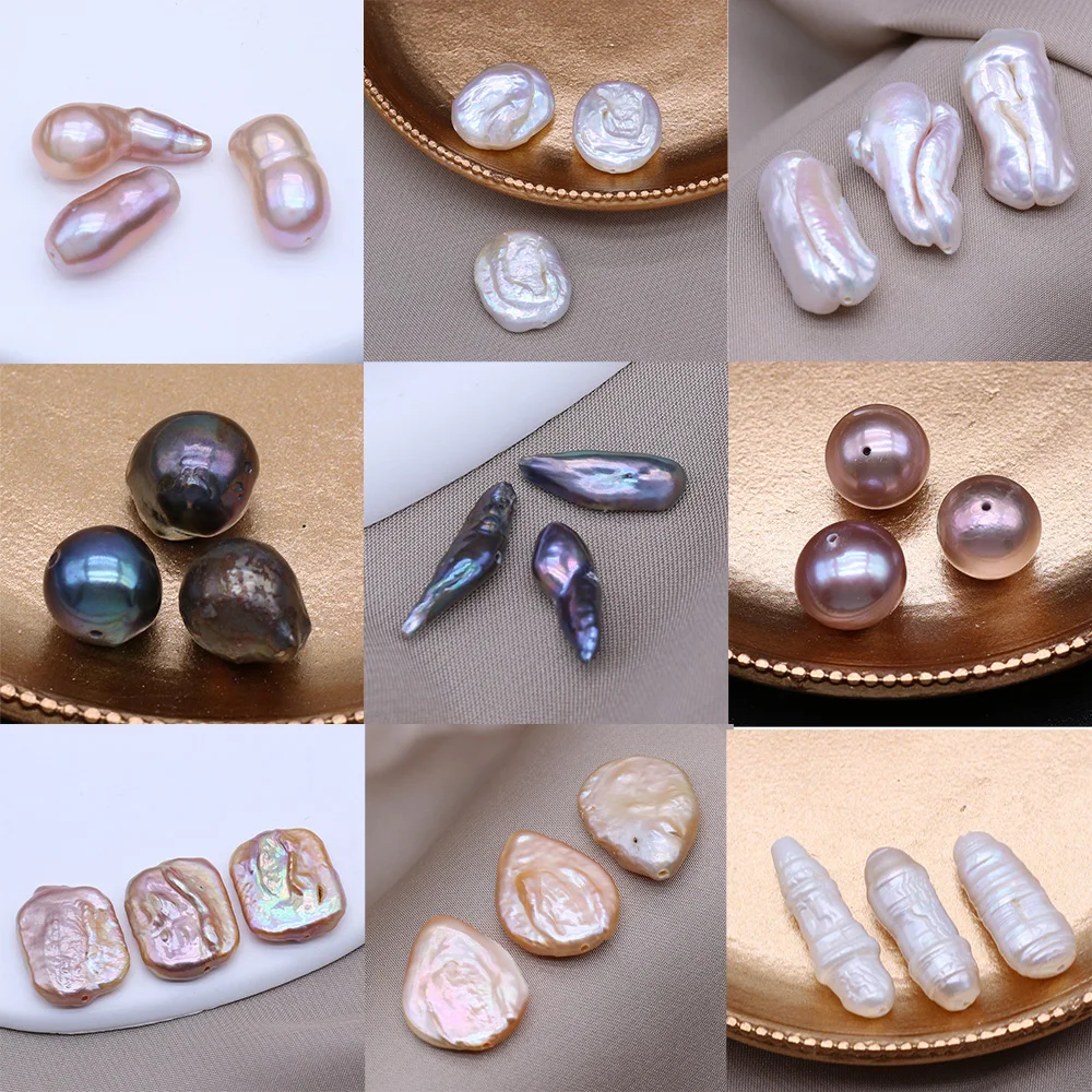3Pcs Natural Freshwater Pearl Beads for DIY Necklace Jewelry Accessories