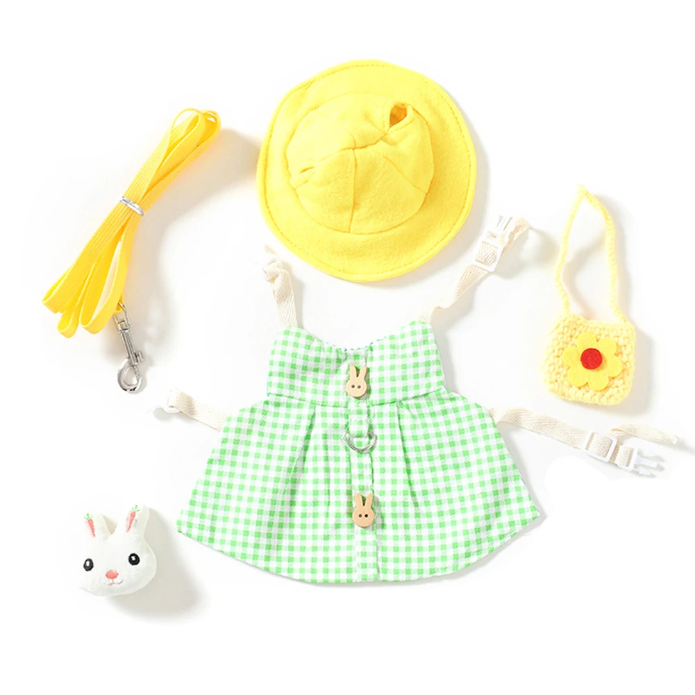 Rabbit Harness And Leash Set Rabbit Harness Set Cute Bunny Pet Vest Accessories Outdoor Leash Rabbit Clothes with Bag Hat Harness Strap Leash Dress Clothes for Guinea Pig