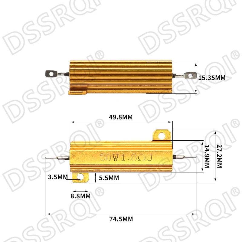 Wirewound Resistor 50W 100W Aluminum Power Metal Shell Case 0.01R ~ 100K 1 4 5 6 8 10 20 200 500 1K ohm RX24 DSSRQI