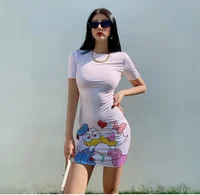 Disney Spring And Autumn New Round Neck Hip Wrap Dress Sexy Winter Party Mini Skirt Retro Tight Sexy European And American Women 2
