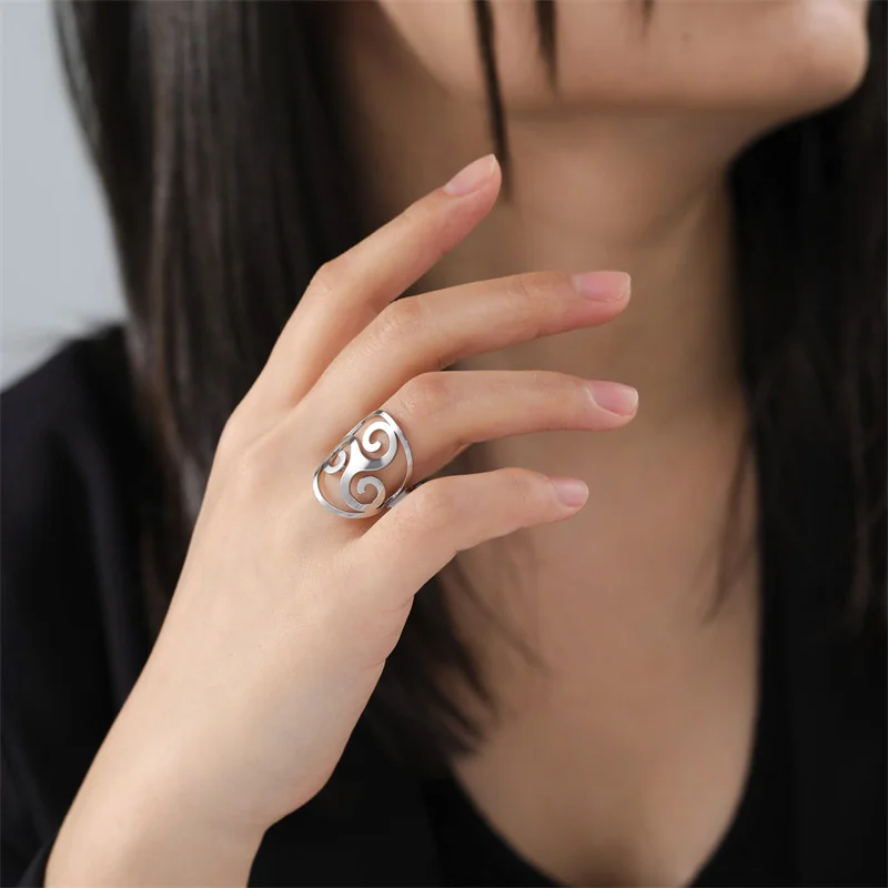 Vintage Om Symbol Ring für Frauen Männer Edelstahl Silber Farbe verstellbare offene Ringe Amulett Schmuck Kpop Geburtstag Freund Geschenk – Detail 29