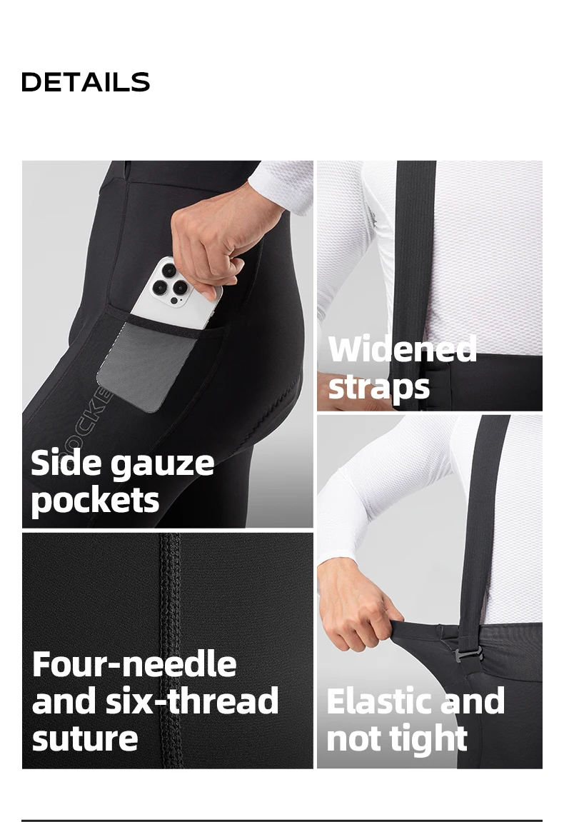 ROCKBROS Winddichte, warme Fahrradhose, Winterhose mit abnehmbarem Schnallenriemen, hochwertige, stoßdämpfende Komfortpolsterhose, MTB-Herren – Detail 17