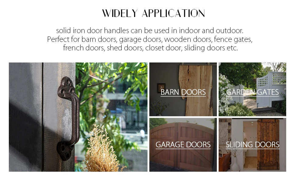 Description Picture 6 of itemSungmor Rustic Barn Door Handles Cast Iron Outdoor Gate Garage Vintage Pull Handles 2PCS Dark Brown 8.7 Inch Decorative Hardware