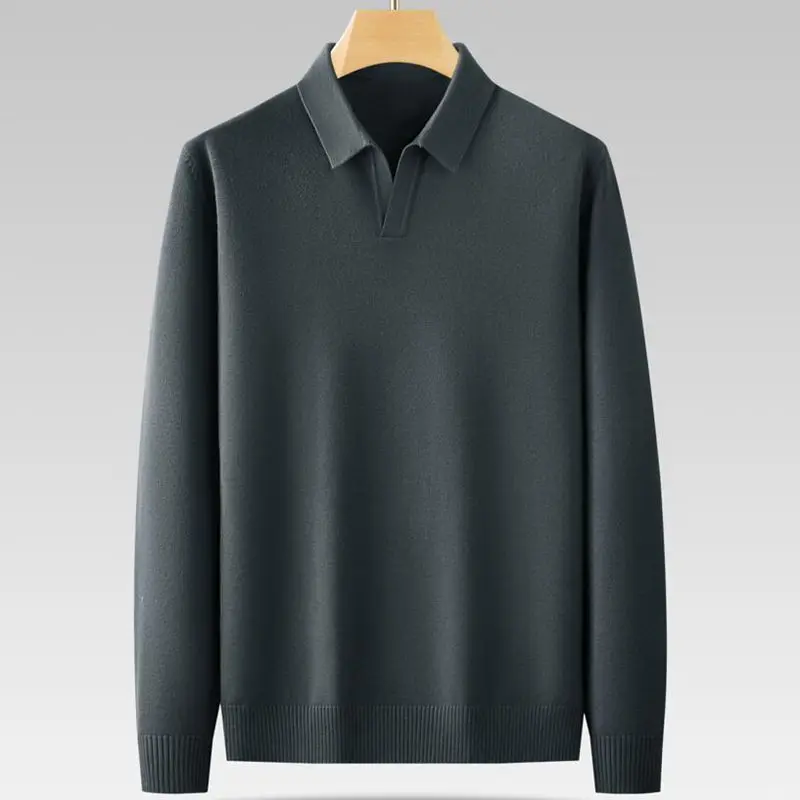 8XL 7XL 6XL Soft Warm Male Pullovers 2023 New Fall Winter High End Luxury Wool Sweater Men Long Sleeve Lapel Mens Sweaters 4
