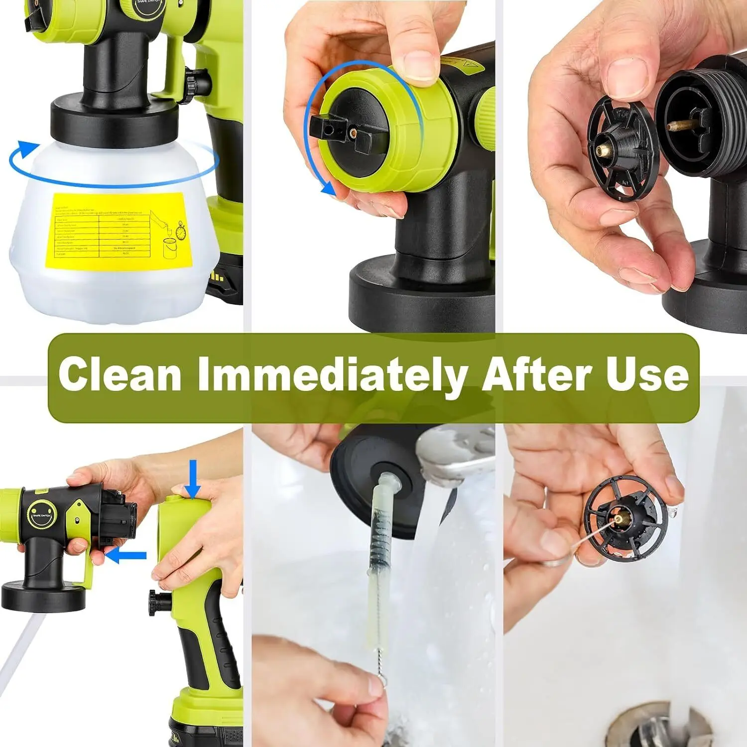 1000ml Cordless Electric Spray Gun Paint Sprayer Auto Furniture Steel Coating Ai