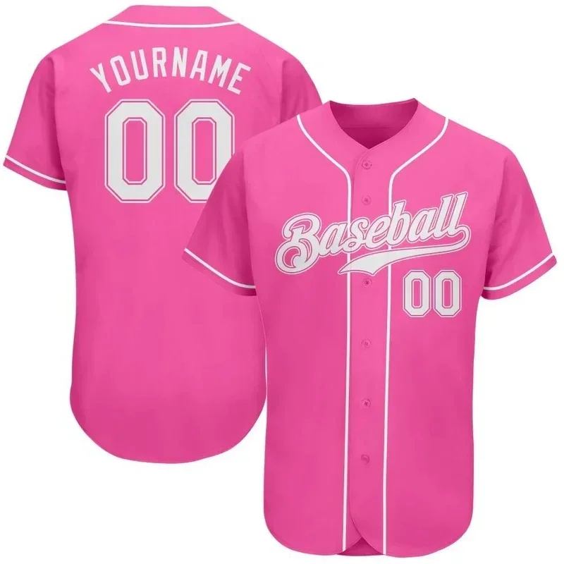 Pink Baseball Jersey Men and Women Section Shirt 3D Printed Shirt Casual Team Shirts Hip Hop Unisex Tops