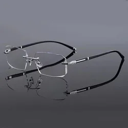 Ultralight Rimless Vintage Anti - Blue Light Reading Glasses - Strength 100 (Transparent)