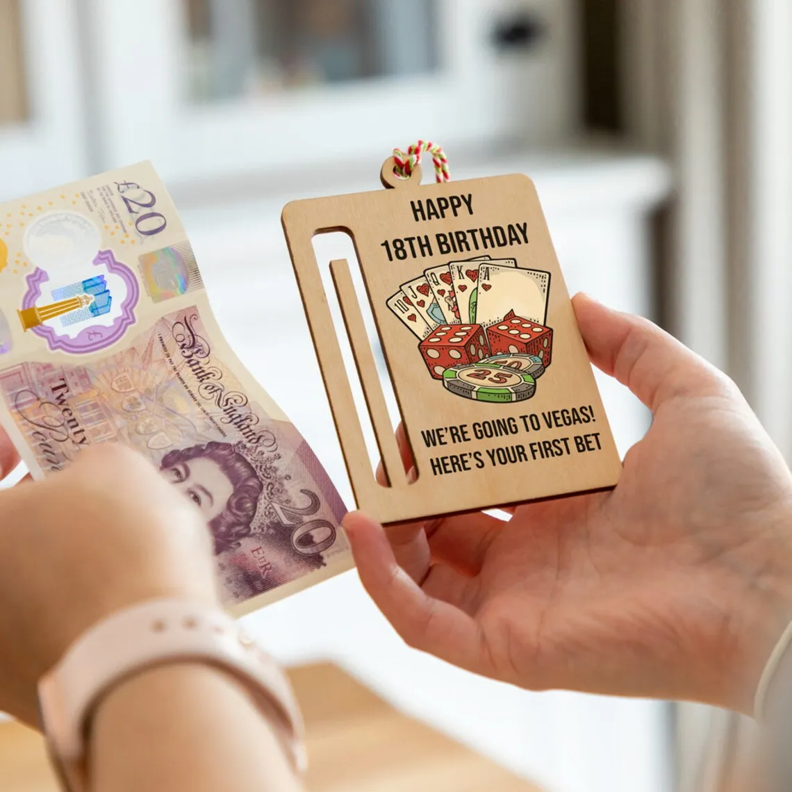 HAPPY 18TH BIRTHDAY Money Clip Celebrating Milestone Birthday Clear Beer Wine Print Solid Wood Cash Holder Men Women Adults Gift