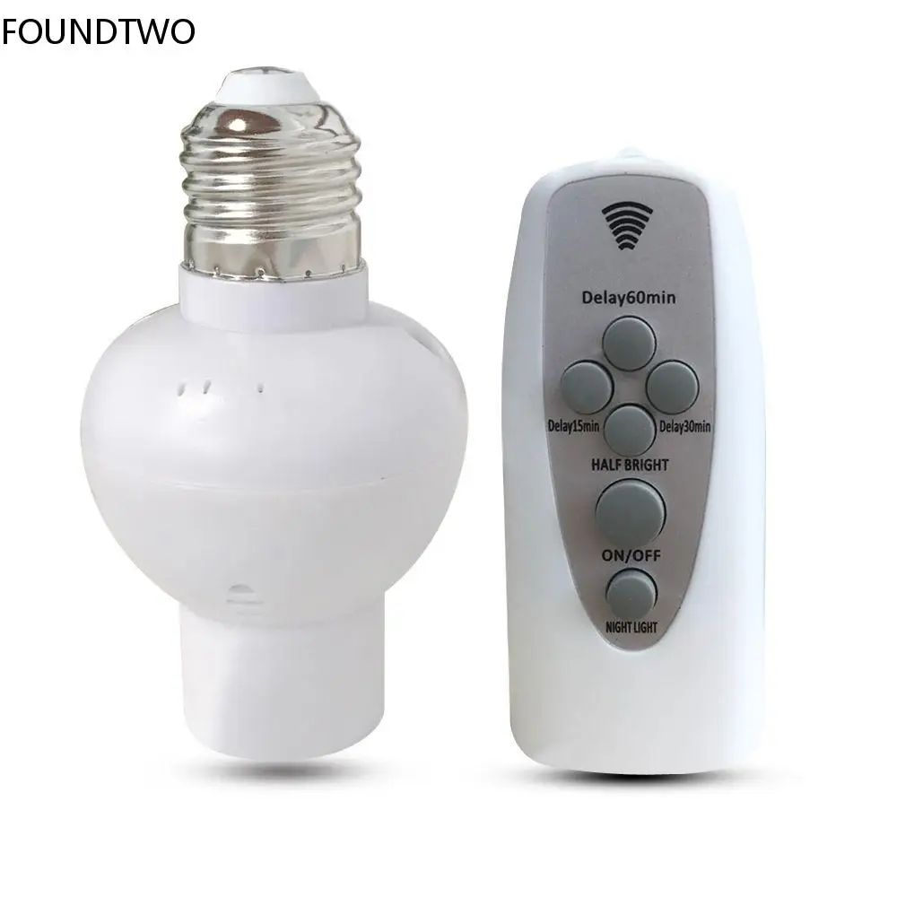 Wireless Remote Control Lamp Holder Dimmable E27 Socket 220V Bulb LED Night Light With Timer