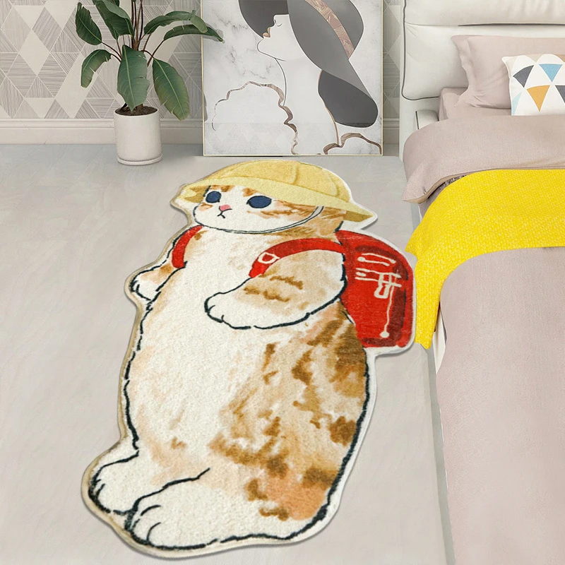 Tapis de sol en peluche de chat de dessin animé, moquette irrégulière douce  pour salon et chambre à coucher, de chevet, Kawaii - AliExpress