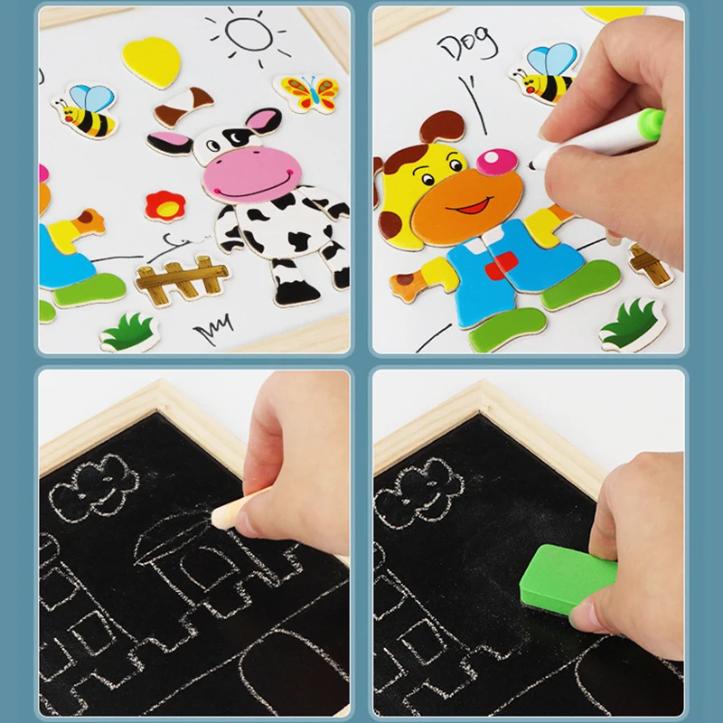 Children Puzzle Writing Magnetic Drawing Board Toys Paper / Wooden Parent Child Learning Early Education Interactive Toy TMZ puzzle toys,wooden puzzles,wooden toys,magnetic puzzle toys
