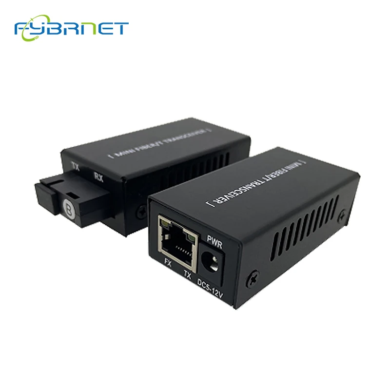 1 Pair 10/100Mbps  Mini 1F1E Optical Fiber Media Converter Fiber Transceiver Singlemode Simplex 10/100M SC 25KM Fiber Switch