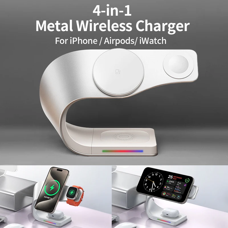 4 in 1 Wireless Charger Metal Shell Magnetic 15W Fast thumbnail 4