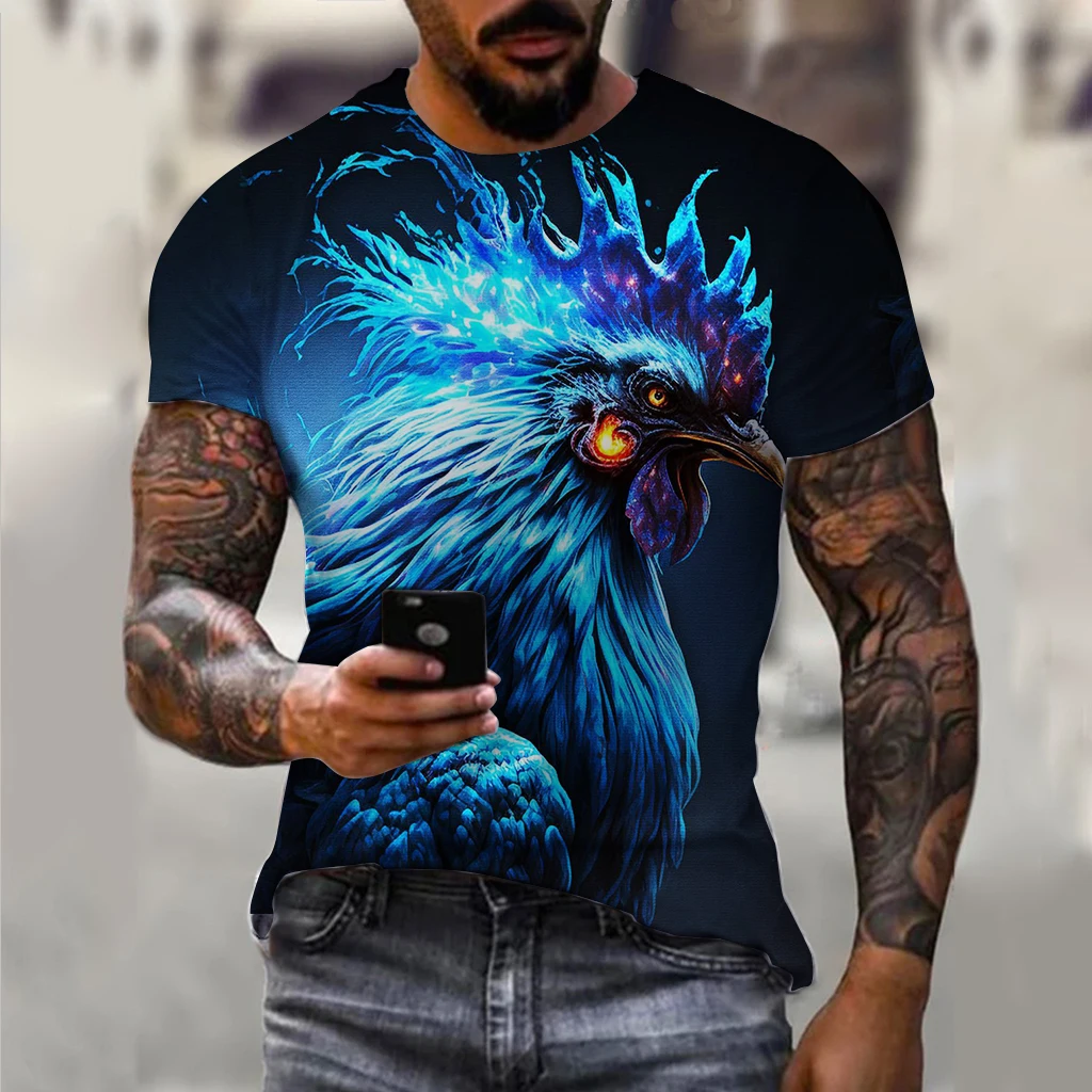 

Men's T Shirt for Men 3D Printed Animal Rooster Graphic T Shirts Oversized Tops Short Sleeves Summer Men's Clothing Street Tees